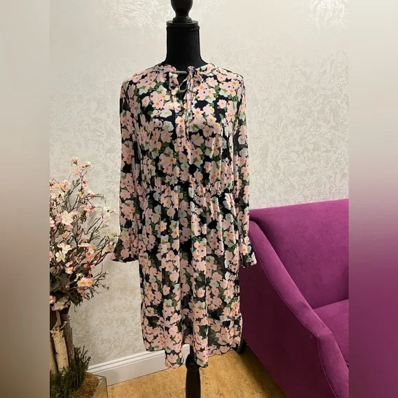 J.Crew J Crew Drapey Tie-Front Floral Dress - Women | Color: Pink | Size: M - Picture 4 of 10